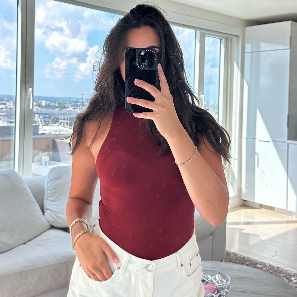 Zara Burgundy High Neck Bodysuit